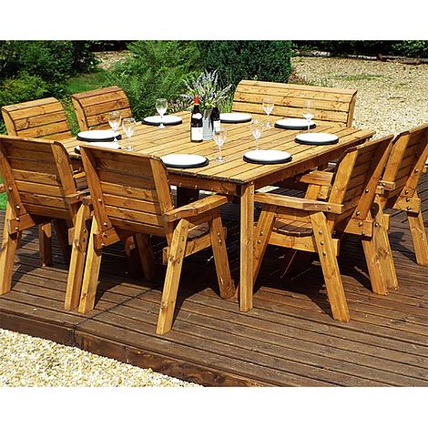 8 Seater Square Table Set with 6 x Chairs and 1 x Bench
